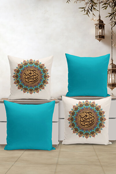 Filamente Set of 4 Throw Pillow Covers Ramadan Special Patterned Double Sided...