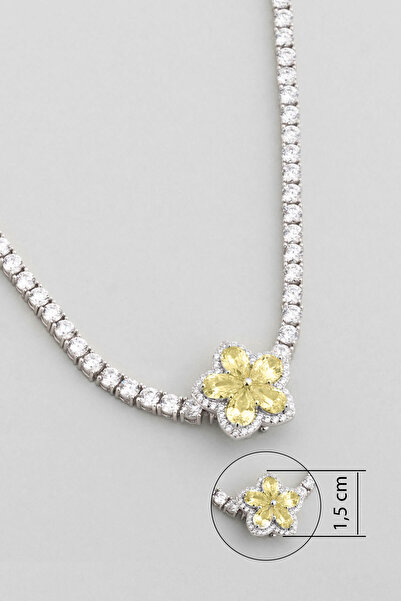 So CHIC... Sarı Rüzgar Çiçeği 18 Ayar Beyaz Altın Kaplama Gümüş Charm