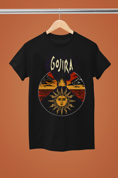 MAGORS تيشيرت GOJIRA THE ROCK BAND مطبوع من القطن بأكمام قصيرة وقصة عادية