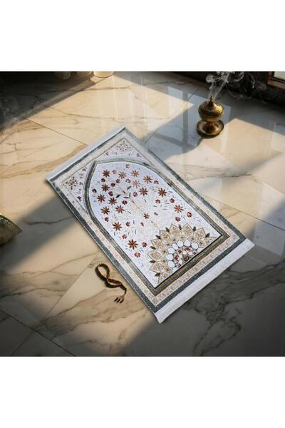 Melen Turkish prayer rug - prostration - green - cream