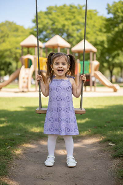 ruhaay Summer Girls' Printed Dress with Straps and Laces