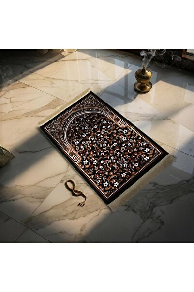 Melen Turkish prayer rug – Istabraq – Dark olive – Brown