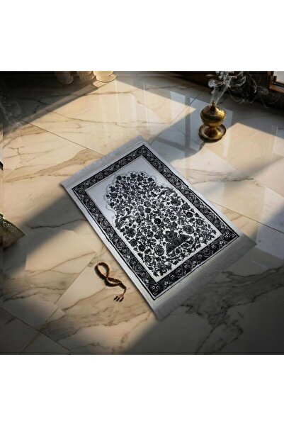Melen Turkish Acrylic Prayer Mat - Tayba - Black - Cream