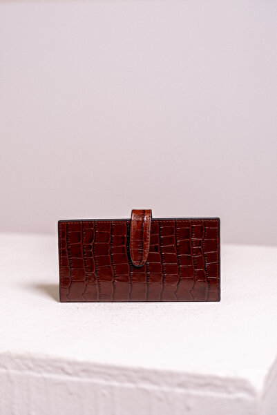 Tuğba Deri Krokodil Cüzdan - Acı Kahve