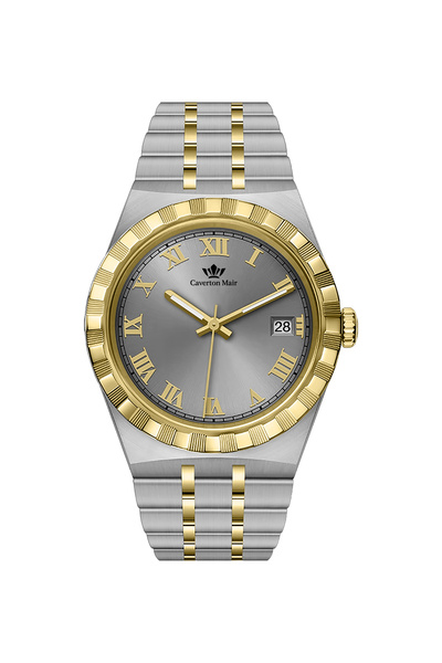 Caverton Mair ساعة كافرتون ماير لونين بمينا رصاصي وسير ستيل