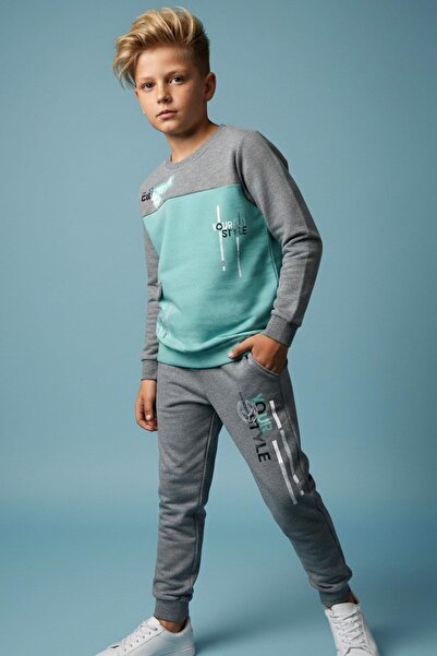 Breeze Set trening pentru băieți, cu detaliu buzunar și imprimeu text, 7-12 a...