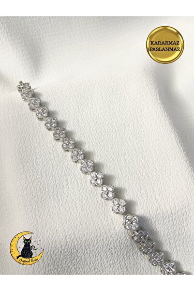 POKAK Kadın Kararmaz Yonca Kuyumcu Model Vip Bileklik - 17,5CM+1.5CM