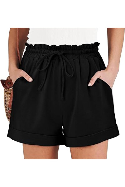 Dotail Women's heekpek shorts, polyester, size L, high waist, wide leg cut, a...