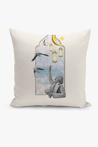 Filamente Ramadan Patterned Double Sided Digital Printed Throw Pillow Cover -...