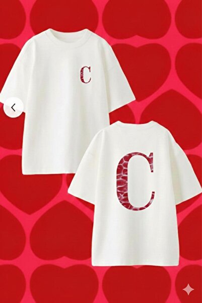playwear Tricou supradimensionat PLAY WEAR RUJLU cu imprimeu litera C