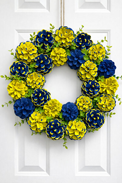 AŞIRCA Kozalak kapı süsü/masa süsü/duvar süsü Taraftar renkler(fenerbahçe)