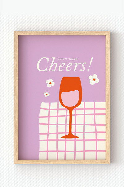 MIOVI WORKS Cheers! |   Framed Modern Minimal Kitchen & Bar Wall Decoration P...
