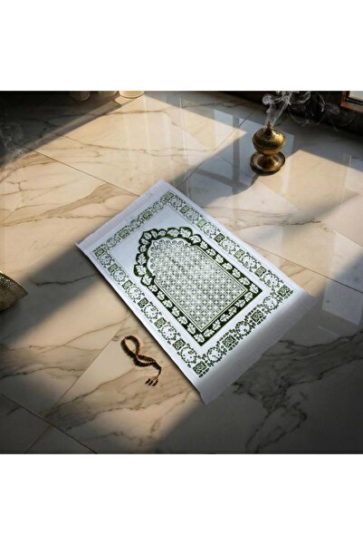 Melen Turkish Acrylic Prayer Mat – Sama – Green – Off-White