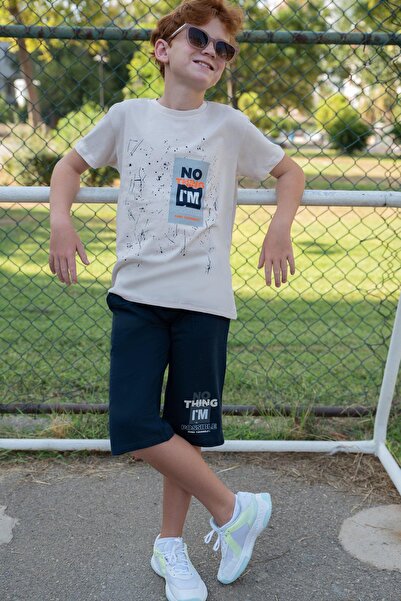 Breeze Boy's Shorts Set with Spray Paint Pattern and Printed Text, 5-10 Years...