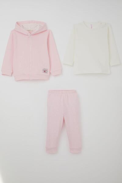 Breeze Baby Girl Bodysuit 3-Piece Set with Cute Little Rabbit Emblem and Snap...