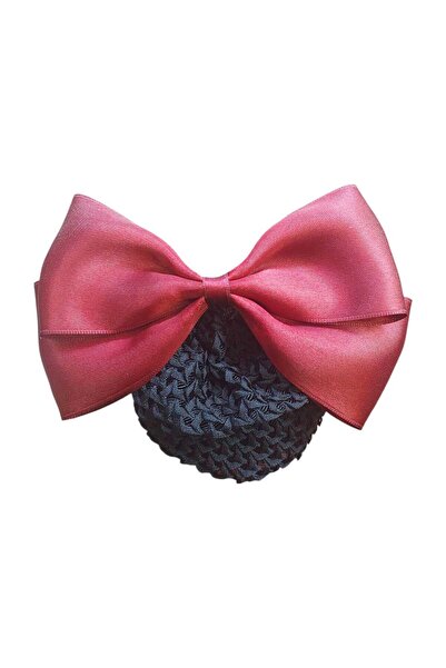 Minval Satin Fabric 8 cm Automatic Clip Mesh Bow Knob Buckle