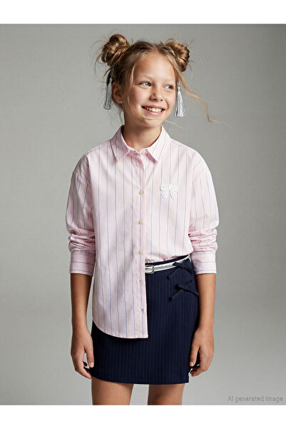 LC Waikiki Sparkling Choices Striped Girls' Shirt from Shining Store