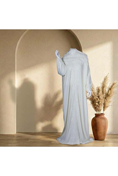 Melen Prayer dress embroidered with a zipper - Ghufran - Off-white