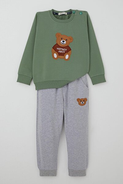 Breeze Baby Boy Tracksuit Set with Cute Teddy Bear Embroidery Detail, 9 Month...