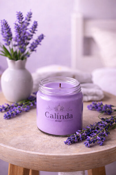 Calinda Candles Kavanoz Mum | Lavanta Kokulu %100 Soya Wax Dekoratif Mum – El...