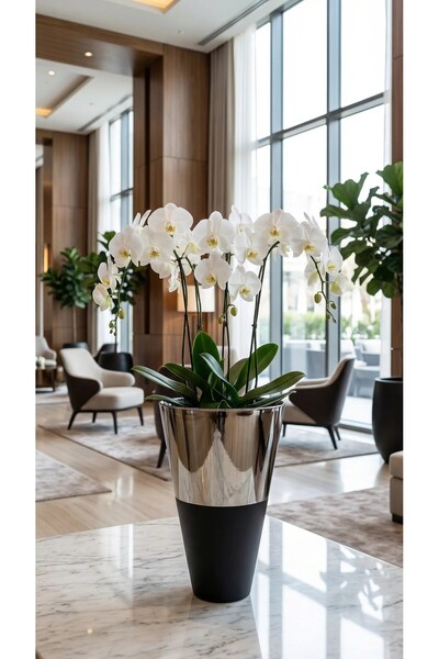 Meyra Cam Vază gigant din titan și negru mat, realizată manual (22x31 cm) - V...