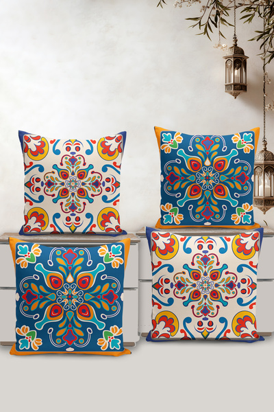 Filamente مجموعة من 4 أغطية وسائد بنمط رمضان الخاص ومطبوعة رقميًا على الوجهين