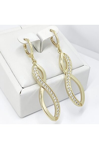 Milena 14k Gold Plated Earrings in Two Layers, hypoallergenic, - LENGTH 4cm