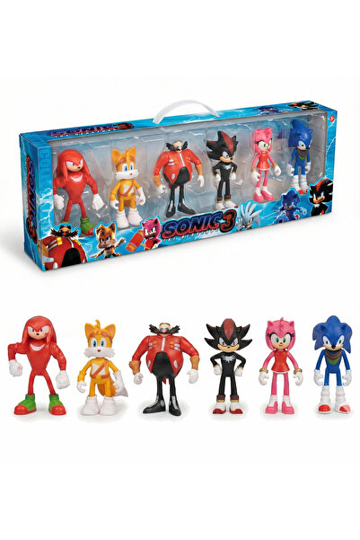 REZZOSS مجموعة شخصيات سونيك القنفذ 3، 6 قطع، مجموعة ألعاب قابلة للتجميع، نماذ...