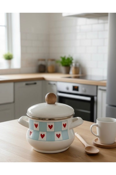 EmayeBurada Emaye Mini Tencere Yumurta Haşlama Mama Ve Sos Tenceresi 12cm 900ml