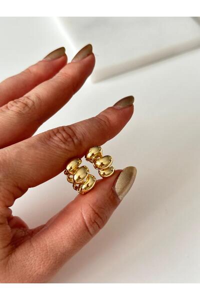 AlminaMia أقراط بيضاوية لامعة ذهبية اللون من CMJEWELRY |   أرز |   15 ملم |  ...
