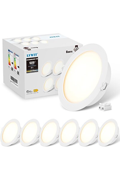 Dotail Set of 6 LVWIT recessed LED spotlights, 12W, 1320 lm, 4000K, CRI 80+, ...