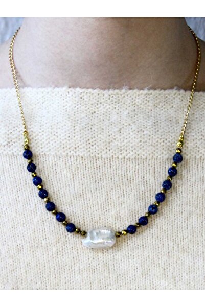 esha قلادة من الحجر الطبيعي للنساء من حجر اللازورد والهيماتيت الطبيعي euk52lhs