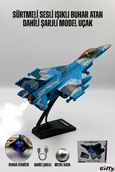 giffy Oyuncak Model Uçak Dahili Şarjlı Buhar Atabilen Işıklı Sesli Standlı Sü...