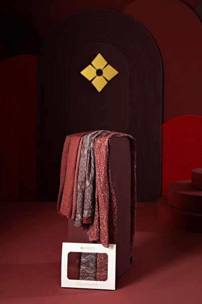 JAWEL Kadın Müslin Şal Paketi Bordo (Degrade-Petra-Tyana)