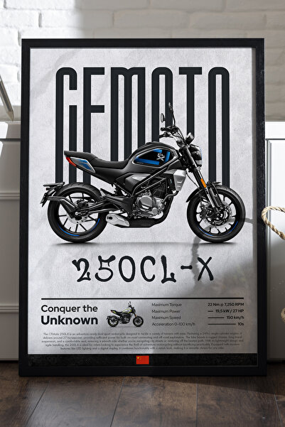 Duvarda CFMOTO 250 CL-X Αφίσα με μαύρο ξύλινο πλαίσιο, Διακοσμητικός πίνακας ...