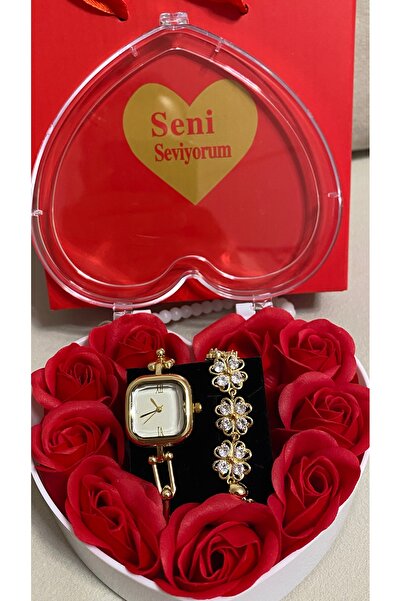 T-GOER 14 Şubat’a Özel Sevgililer Günü Kalpli Güllü Kutulu Hediye Seti