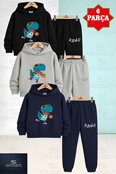 SS SİNSER Set de trening cu hanorac RAWR DINO BASKET 3LU pentru copii, unisex