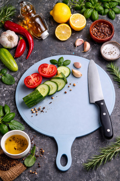 Open Home Concept Gray Round Bread, Vegetable, Fruit Non-Slip Stain-Resistant...