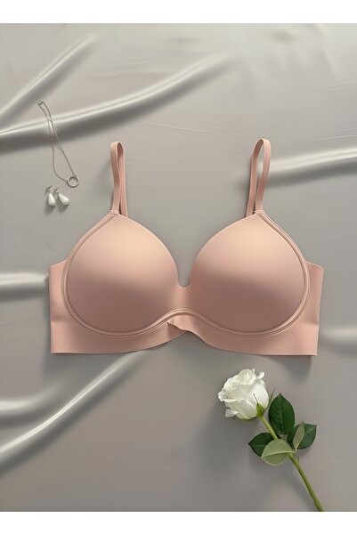 Maly Love Γυναικείο ροζ σουτιέν χωρίς ραφές με ενίσχυση και κοπή με λέιζερ