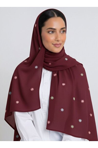 Veil Designer Cherry red veil with colorful embroidery all over, made of Japa...