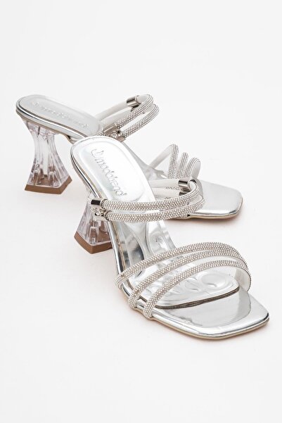 CCWAY AYAKKABI Γυναικείες παντόφλες με πέτρινο τακούνι ΑΣΗΜΕΝΙΟ ΚΑΘΡΕΦΤΗΣ