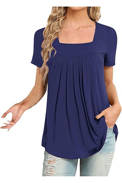 Dotail Florboom women's T-shirt, XL, navy blue, short sleeves, loose fit