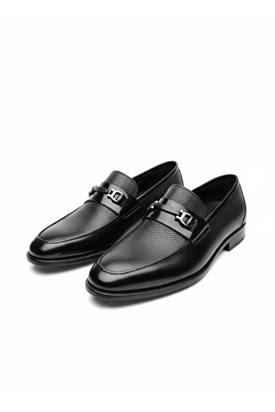 Martinetto Pantofi de mire pentru bărbați, negri, din piele naturală, cu deta...