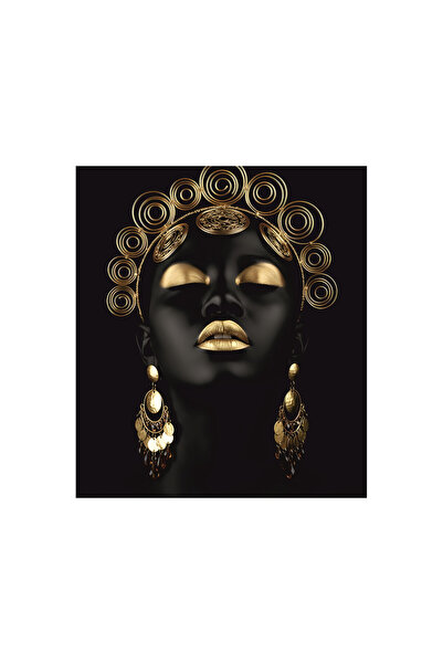 VeliumCraft Tablou Canvas Golden African Queen 3 90 x 80 cm, sasiu de lemn