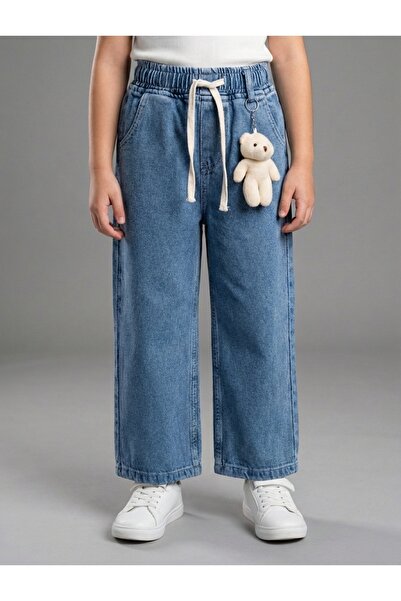 Flamingo Дънки с еластична талия и маскот мече за момичета