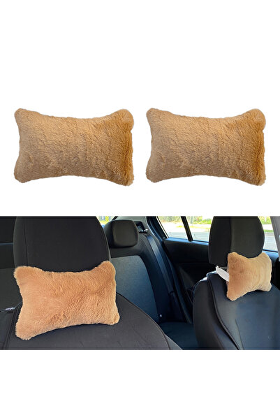 TakÇalıştır Soft Plush Orthopedic Car Travel Neck Pillow 2 Pack Brown