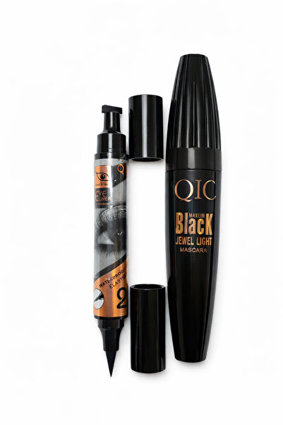 QIC 2 in 1 eye makeup set – Mascara + Waterproof Eyeliner Black Jewel Light