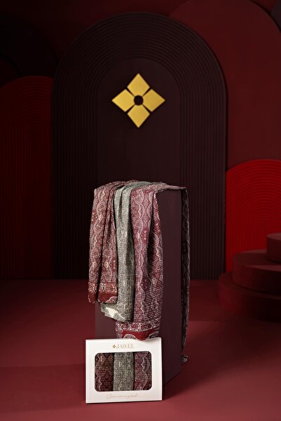 JAWEL Kadın Müslin Şal Paketi Petra (Kahve-Krem-Bordo)