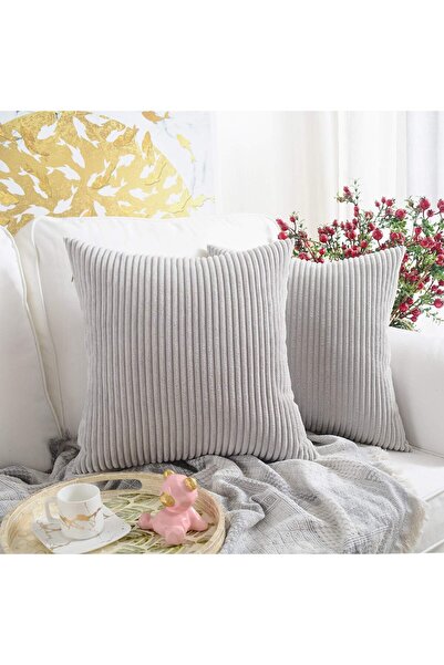 Best Ladies MERNETTE Pack of 2, Corduroy Soft Decorative Square Throw Pillow ...