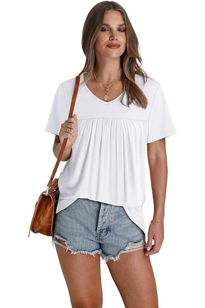 Dotail Tricou de damă Florboom, mărimea M, mânecă scurtă, alb, viscoză